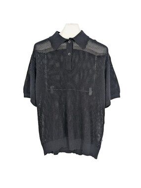 40s & Shorties Crochet Polo Shirt Streetwear Goth Y2K Minimalist Festival Medium